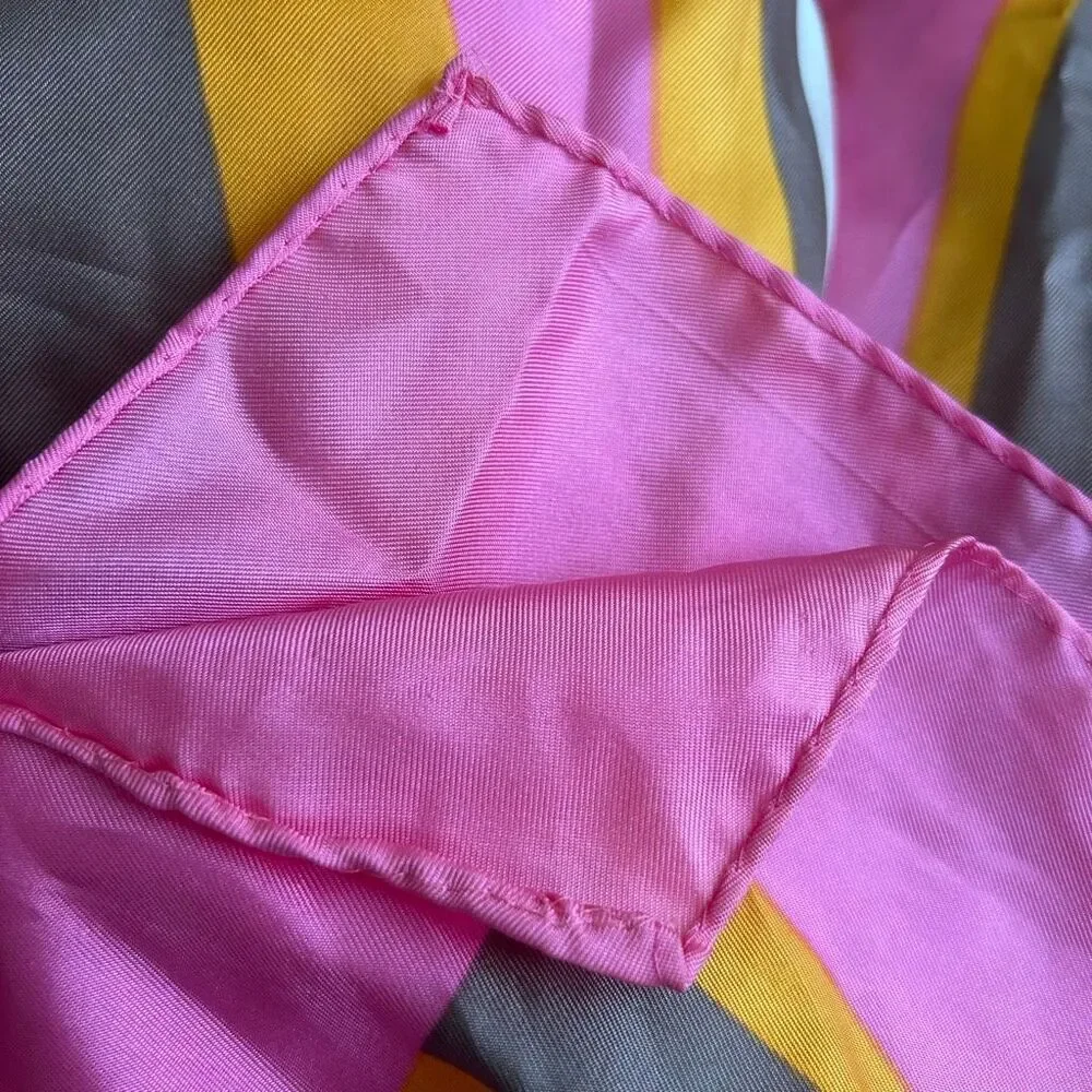 Vintage Japan Designer Scarf Pink Orange